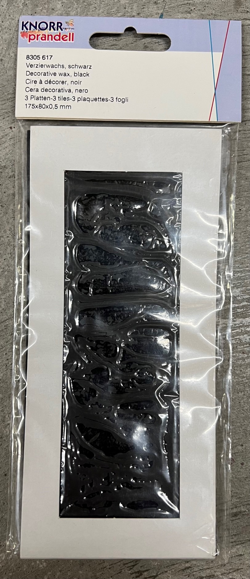 Verzierwachs schwarz, 3 Platten, 175 x 80 x 0,5 mm