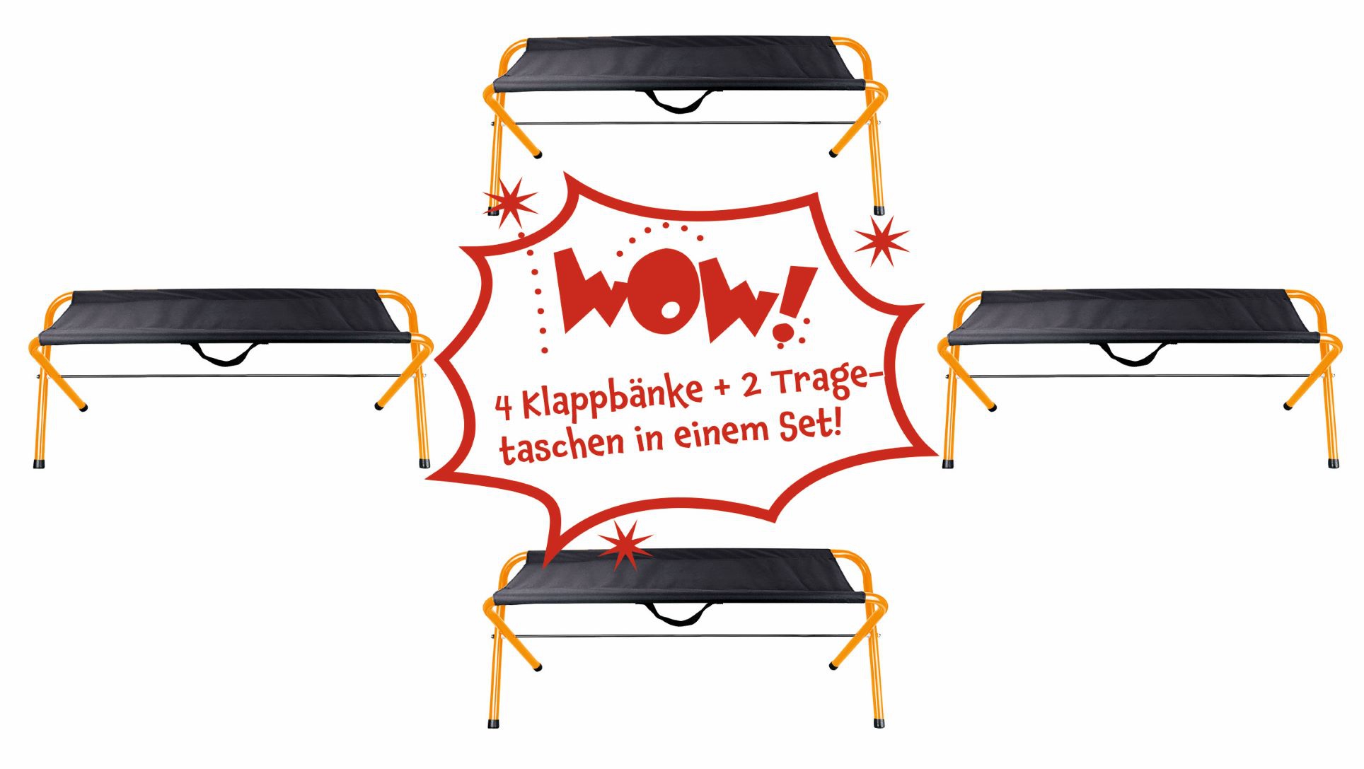 4 Klappbänke mit 2 Tragetaschen