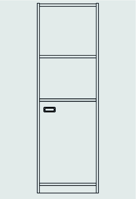 Hochschrank - Tür rechts, 2 verstellbare Böden