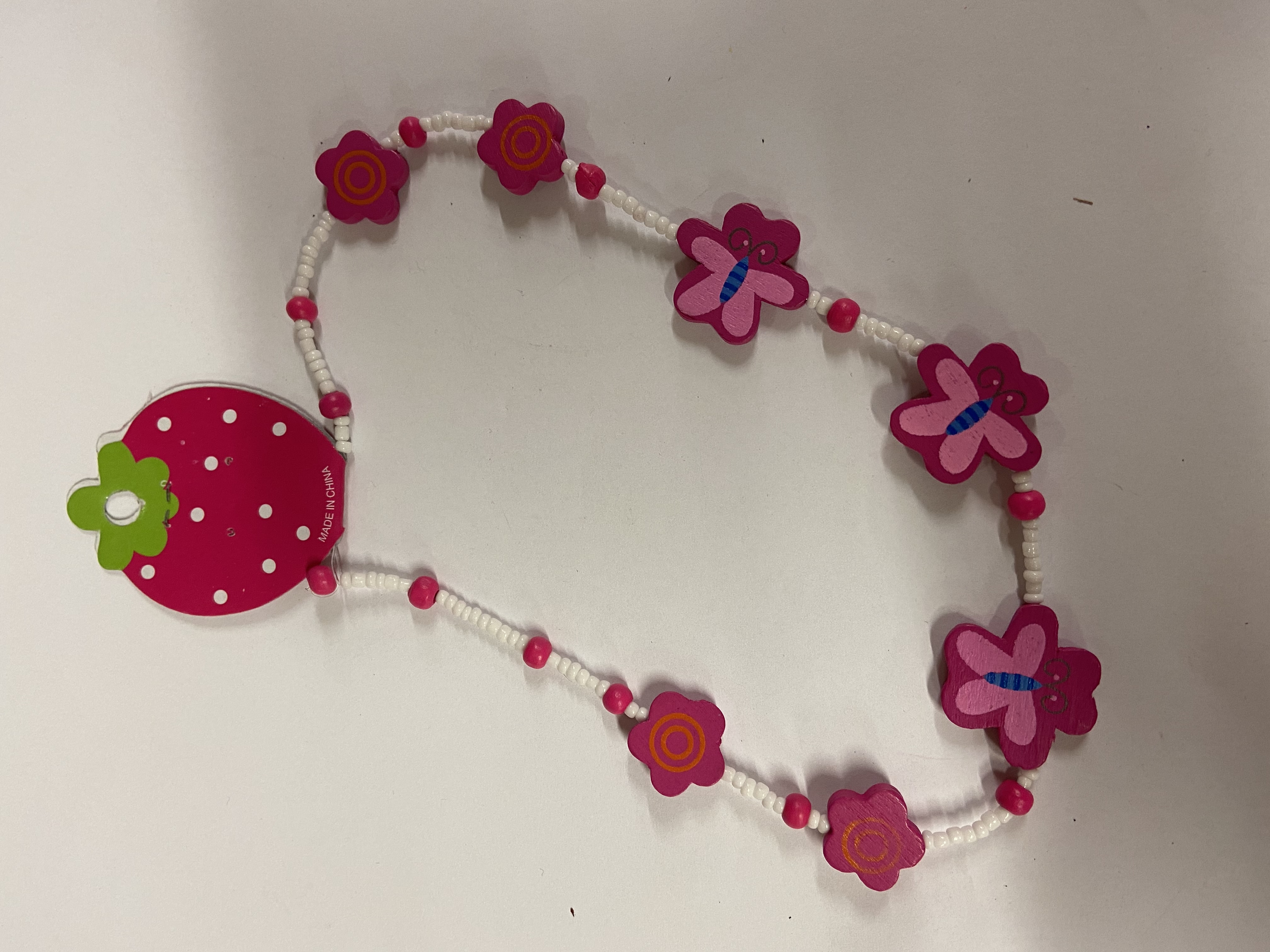 Kette extra lang Blumen & Schmetterlingen aus Holz