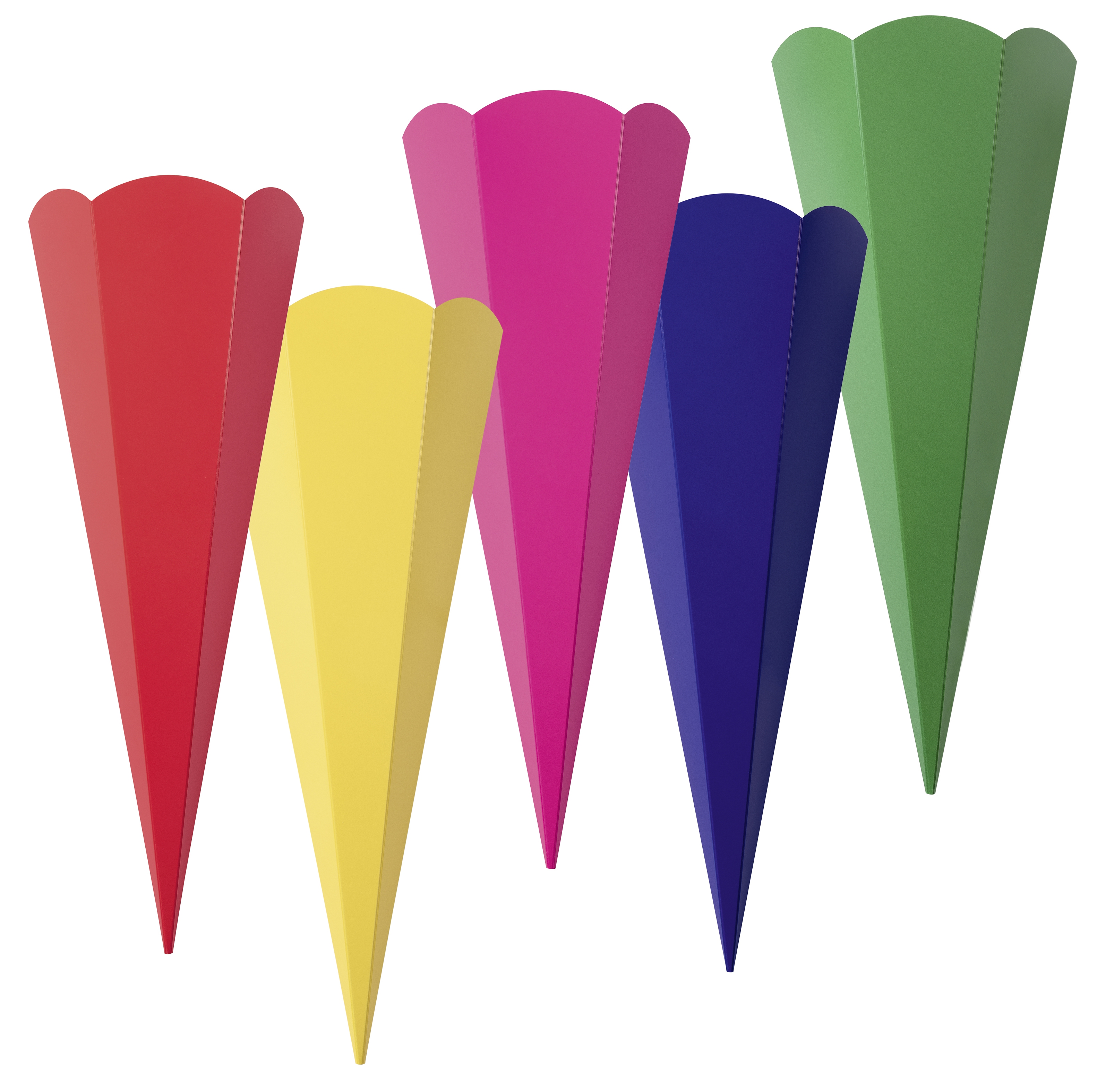Schultüten, 5 Stück einer Farbe