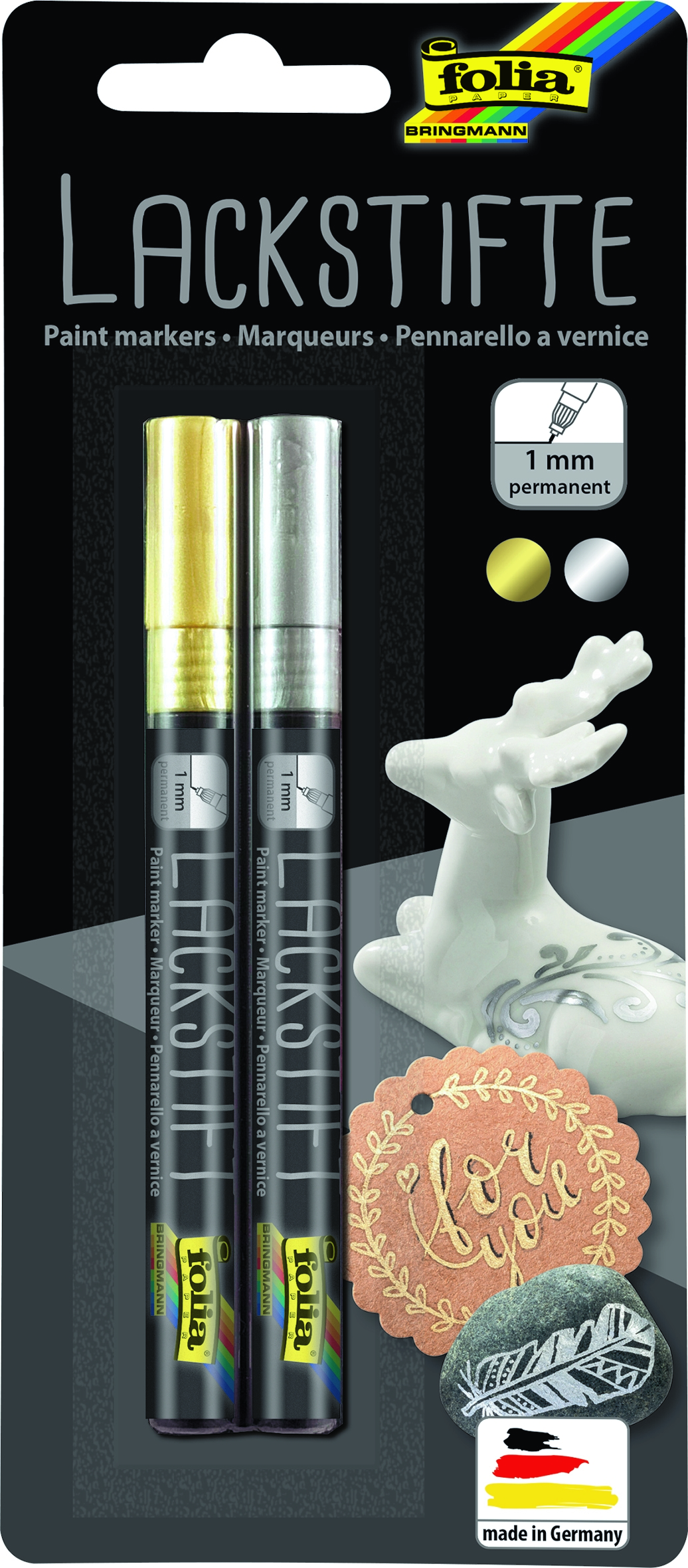 Lackstifte 2er-Set, 1 mm gold/silber