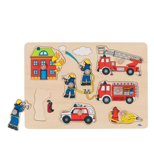GOKI Steckpuzzle Feuerwehr aus Holz