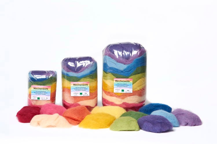 Märchenwolle zum Filzen 100 g, 12 Farben gemischt