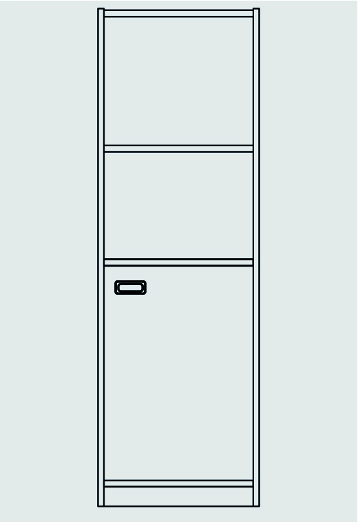 Hochschrank - Tür rechts, 2 verstellbare Böden