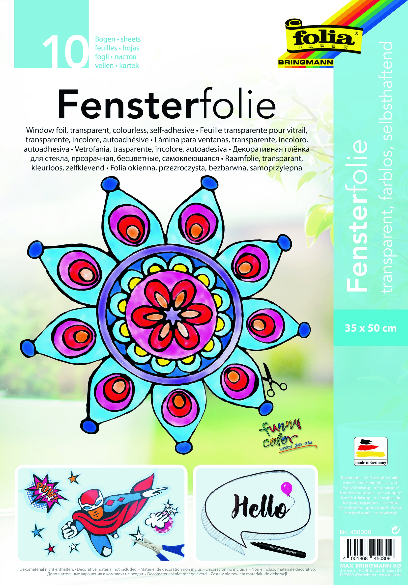 Fensterfolie farblos, 10 Bogen