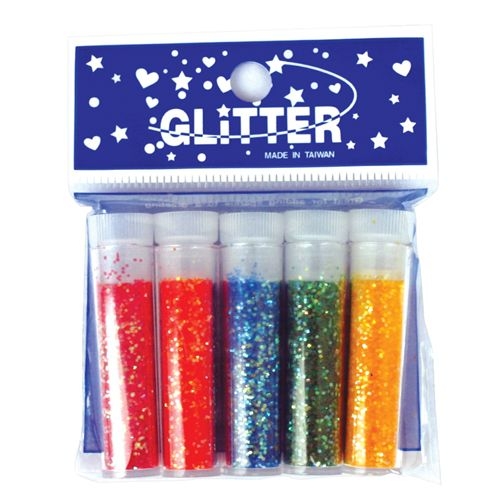 Glitter in Röhrchen, 5 Farben