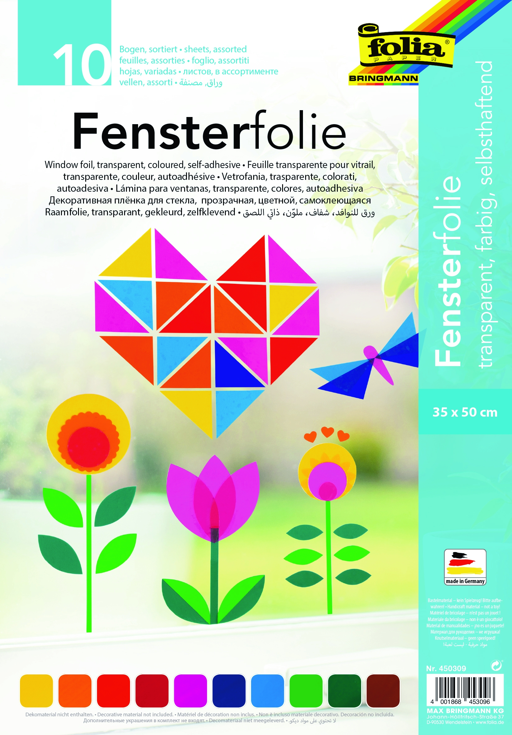Fenster- Buntfolie, transparent, 35 x 50 cm
