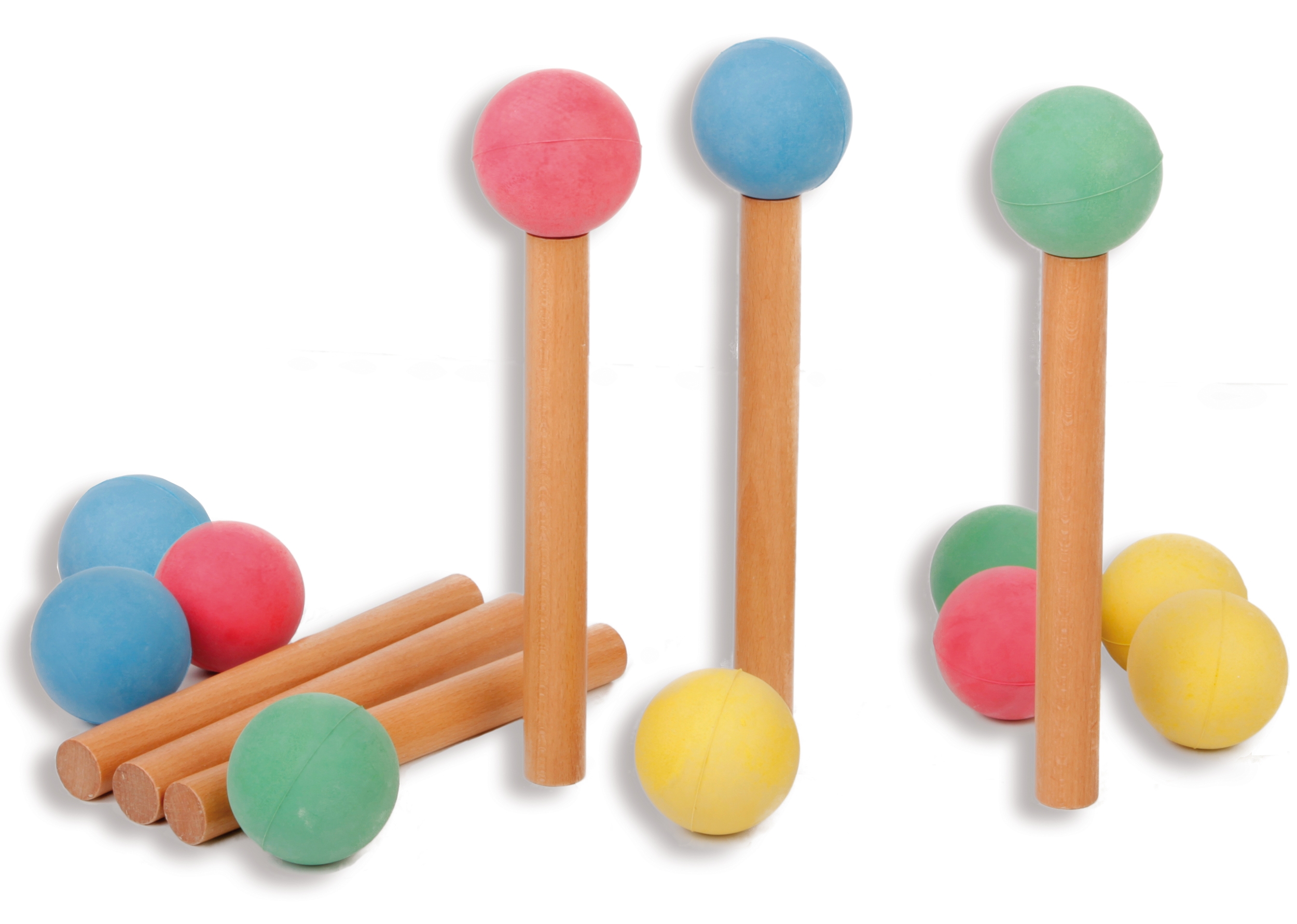 Balltragestäbe aus Buche, 22 cm, 6er-Set