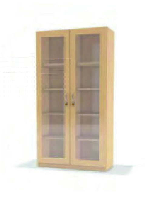 Hochschrank Doppeltür m. Glasausschnitt, 8 Böden