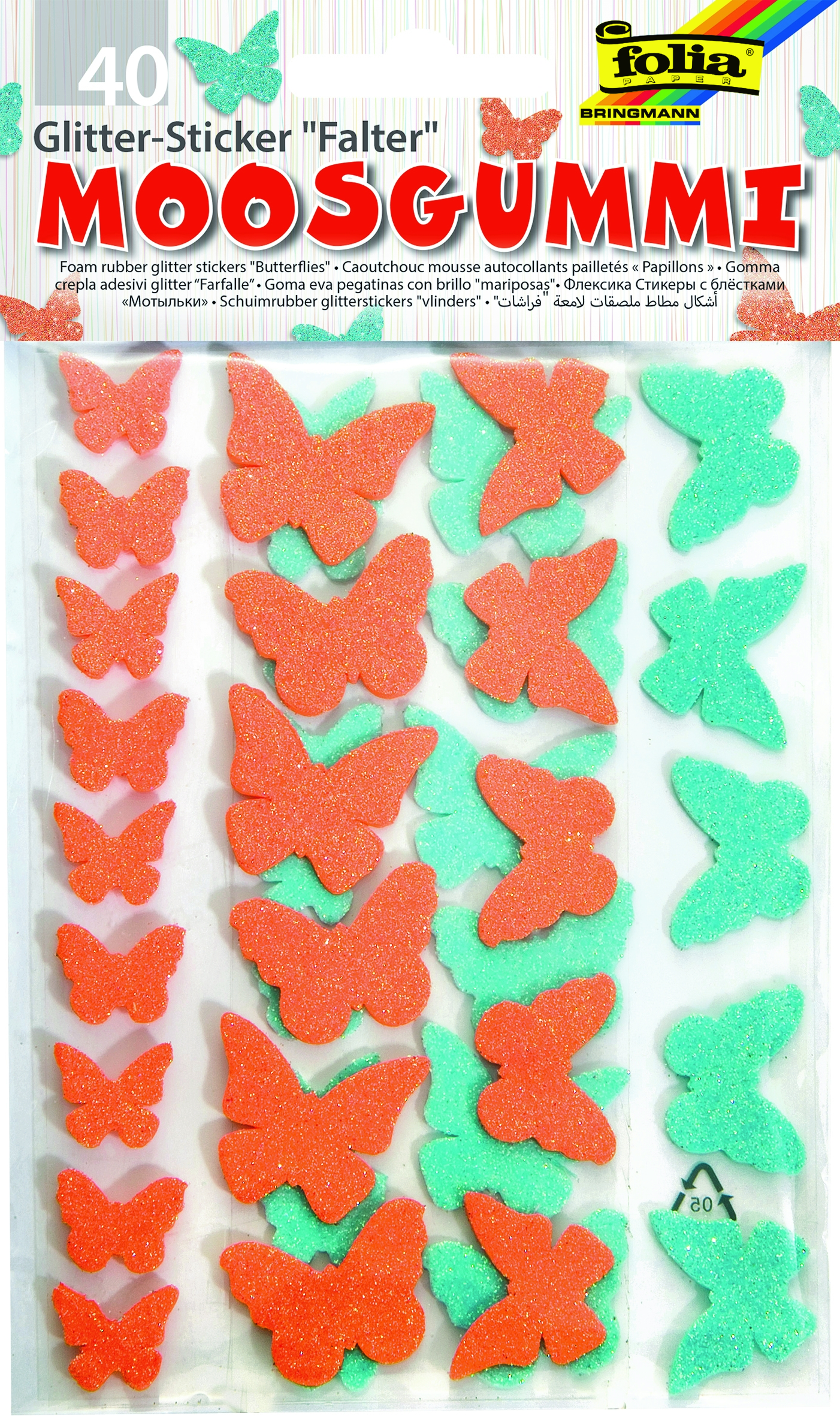 Moosgummi Glitter-Sticker, Schmetterlinge