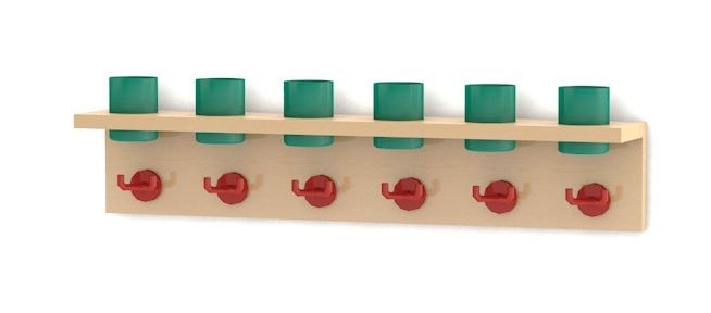 Waschraumleiste, als Winkelauflage mit Haken