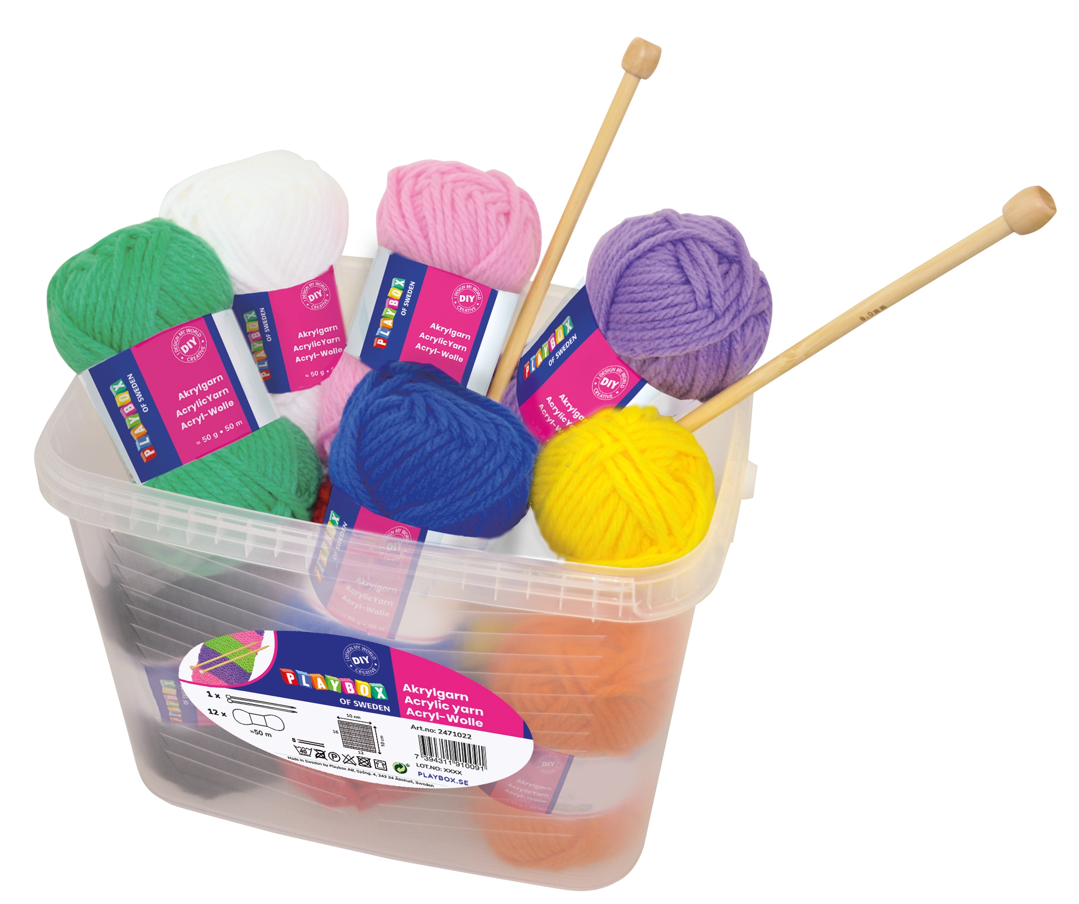 Acryl-Wolle in Box, 14-teilig