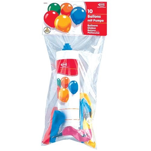 10 sortierte Ballons und Pumpe