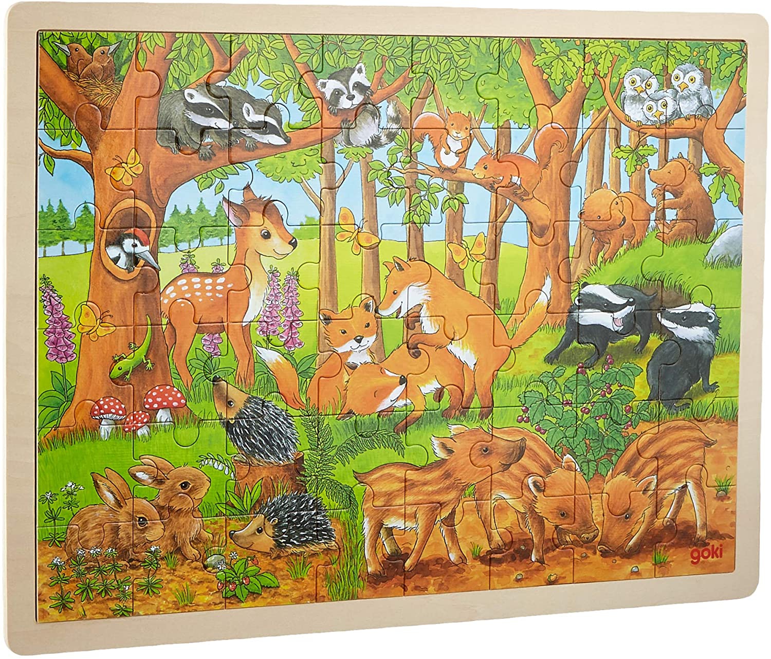 Einlegepuzzle Tierkinder im Wald